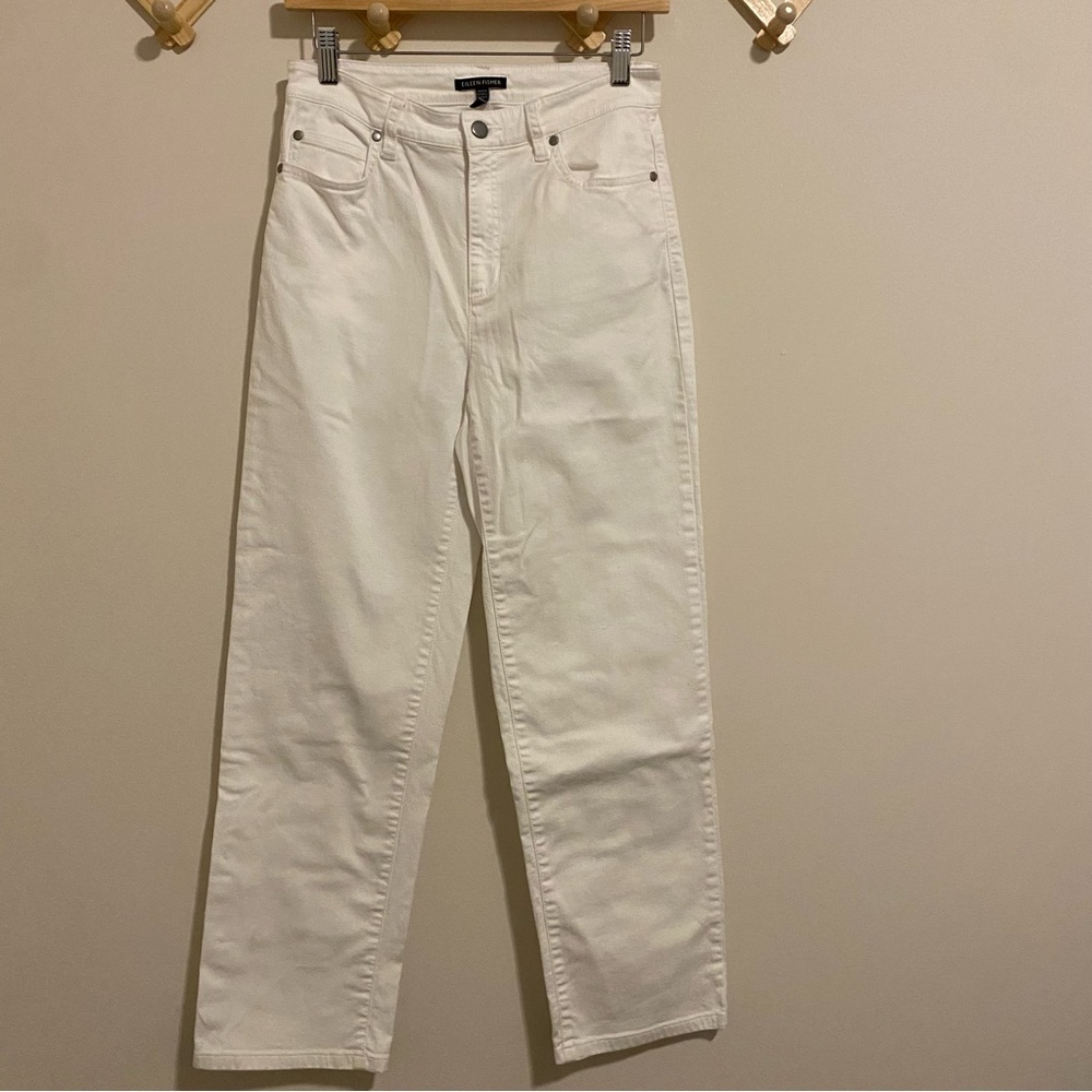 Eileen Fisher White Straight Leg Denim Jeans size 2